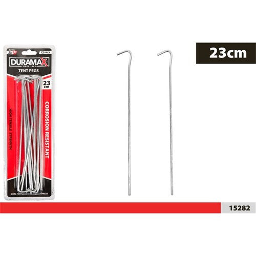 Twelve camping tent pegs 23cm long