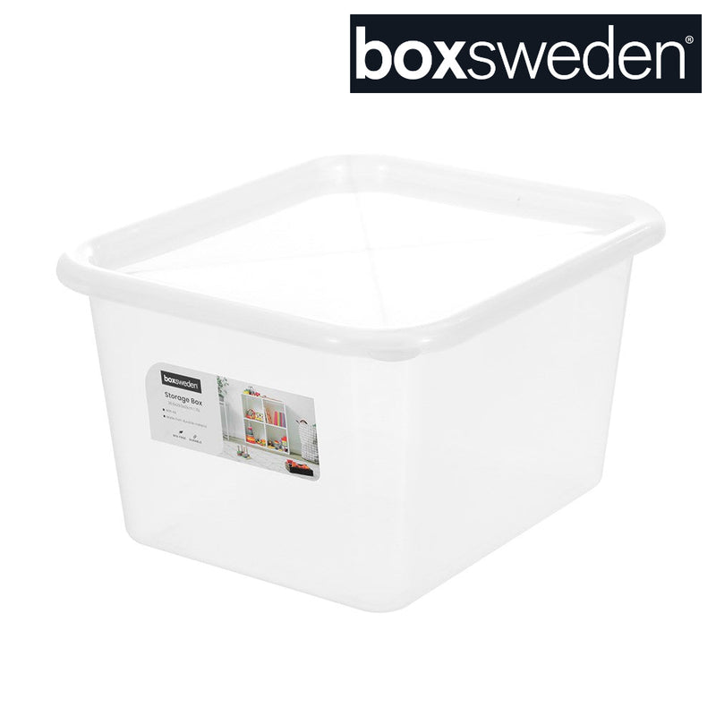 15L clear storage box with lid front view