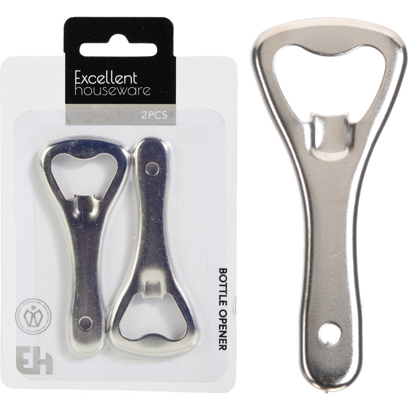 2 piece 9cm metal bottle opener set