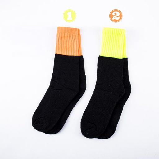 Socks Adults Workwear Thermal High Visibility Tops Crew Cut Fluro Orange, Yellow & Pink 3pk