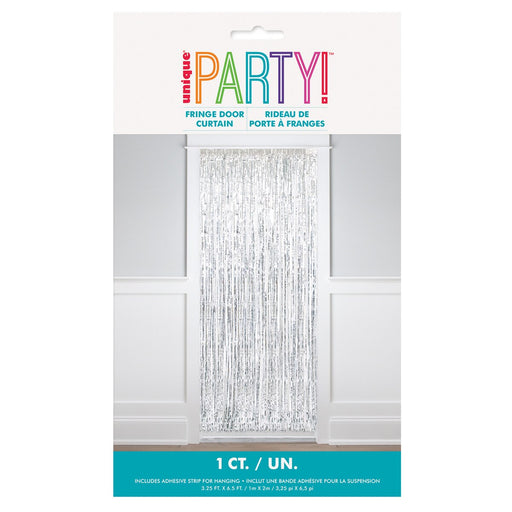 Silver metallic fringe door curtain 1x2m