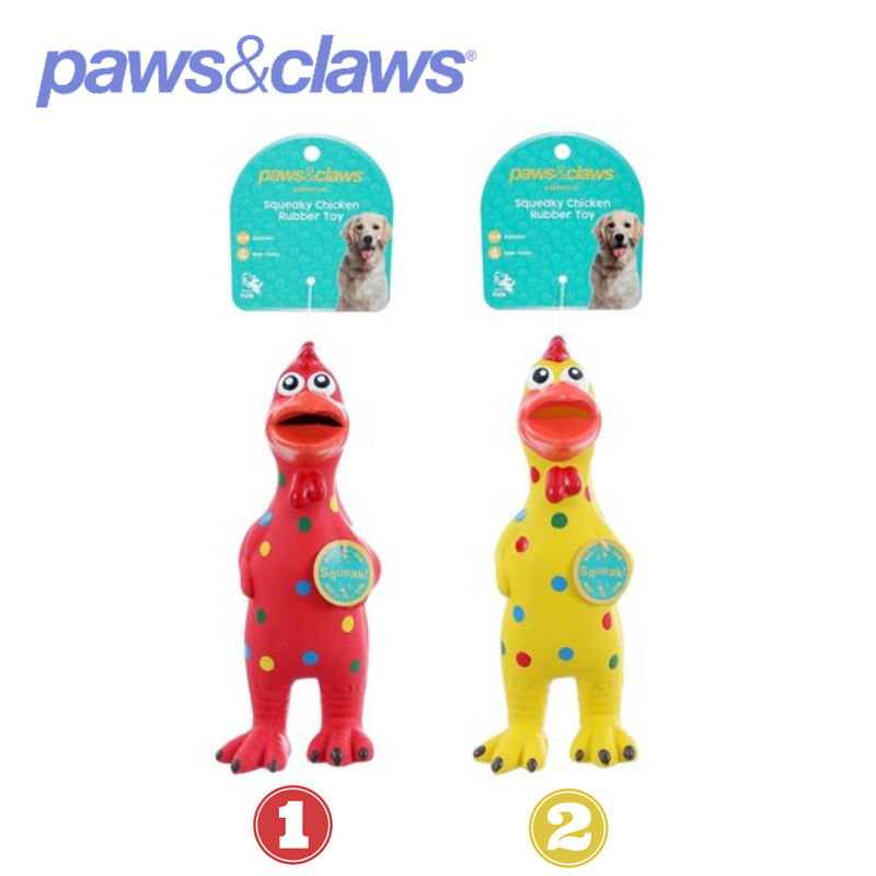 Squeaky Chicken Rubber Latex Pet Toy 2 Asstd 24x10x7cm