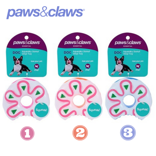 Vinyl Donuts Squeaky Pet Toy 3 Asstd 10cm