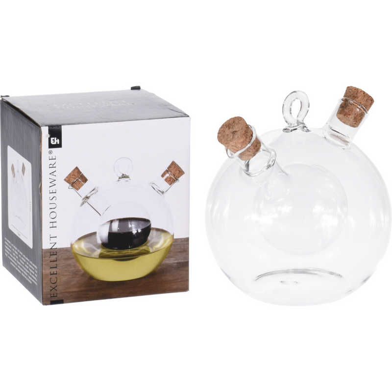 ball shaped glass oil and vinegar bottle