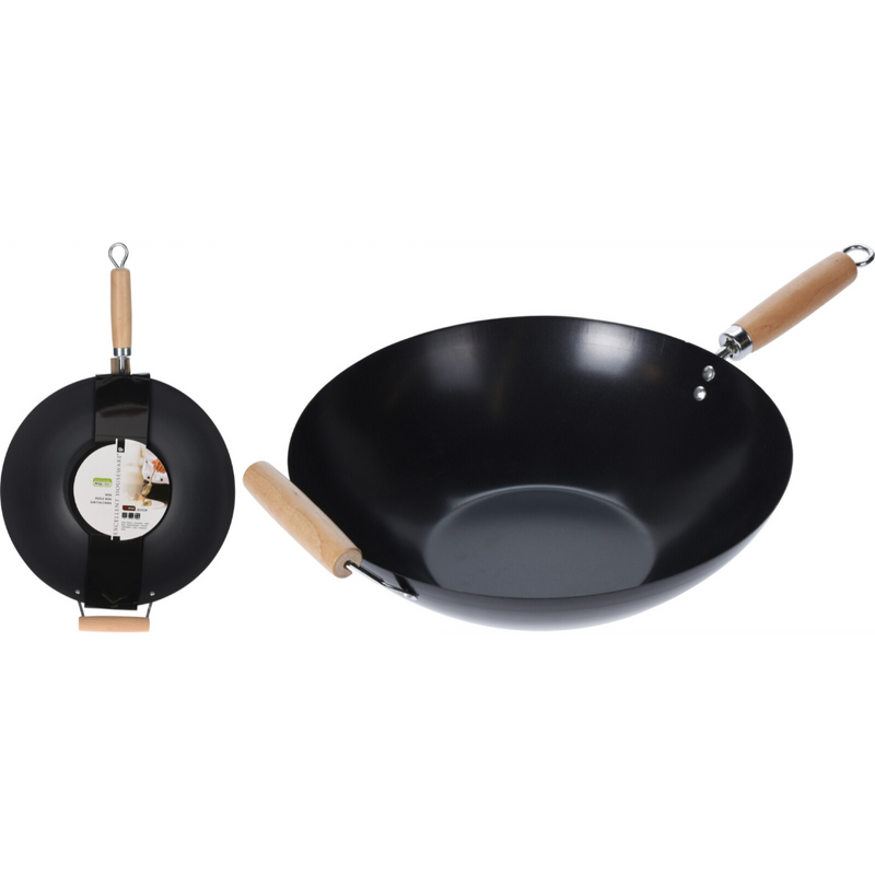35cm carbon steel wok for stir-fry cooking