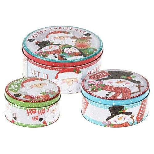 round metal cookie tins small medium large set of three