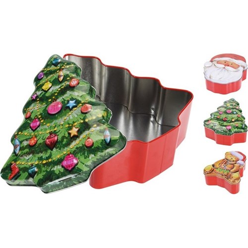 1.7 litre Christmas metal storage tin box assorted