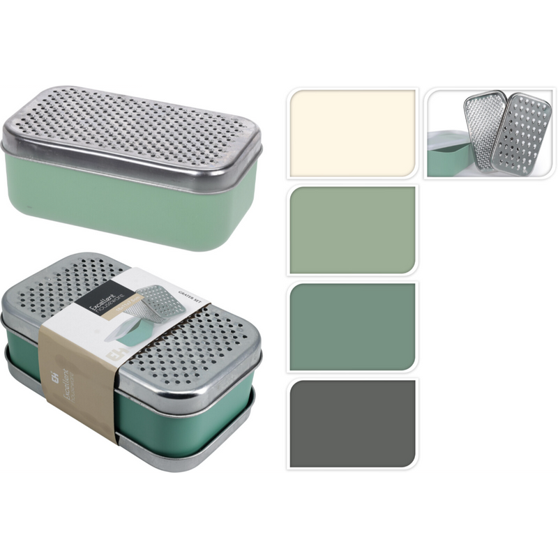 grater with collection container in 4 assorted clear styles