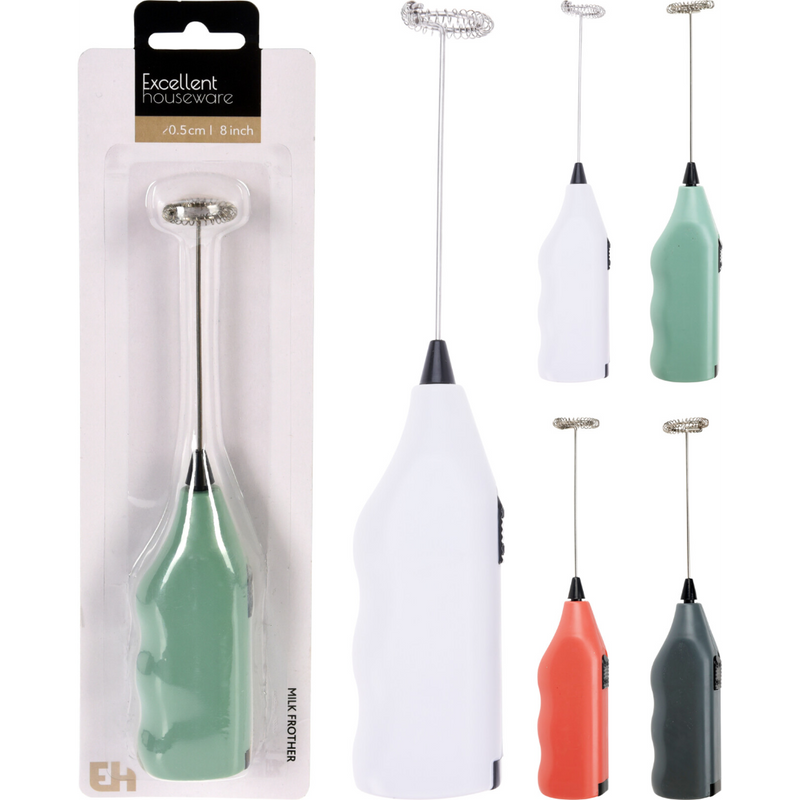 20.5cm milk frother in 4 assorted colours