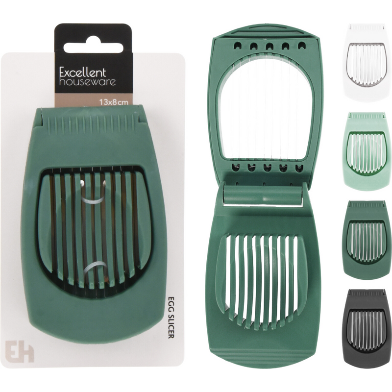 PP egg slicer 13 x 8cm in 4 assorted clear styles