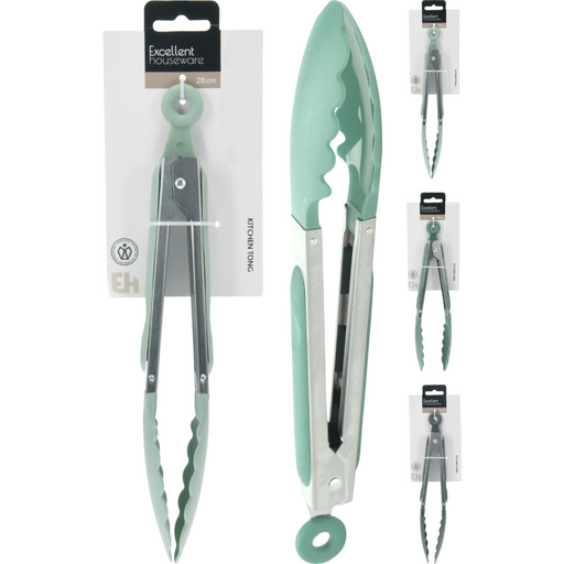 28cm kitchen tongs in 3 assorted clear styles