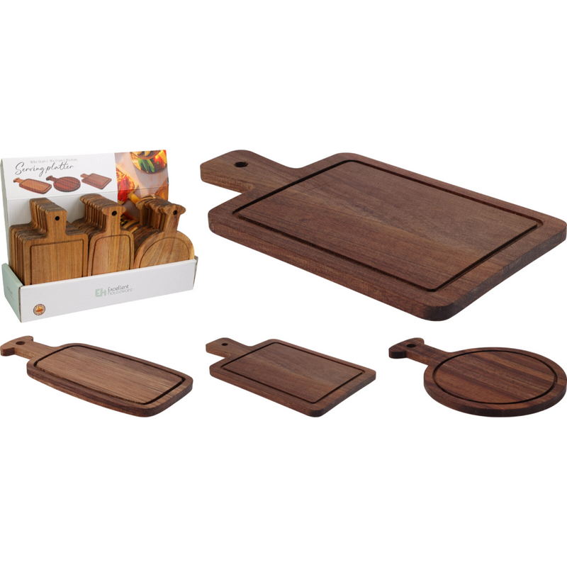 acacia cutting board in 3 assorted styles