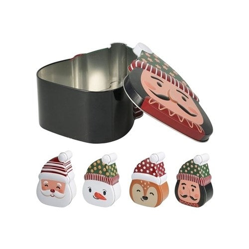Christmas storage tin 21 x 13 x 7cm assorted