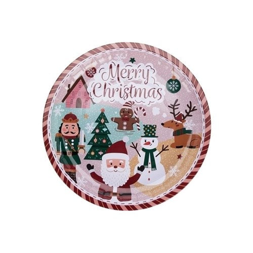 26cm round Christmas serving tin tray