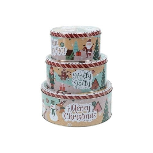 round cookie storage tin set of three