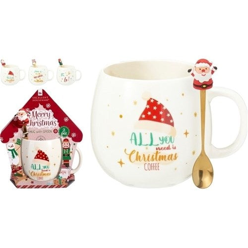 550ml mug with spoon two piece set assorted