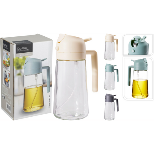 450ml glass oil dispenser with lid and straw
