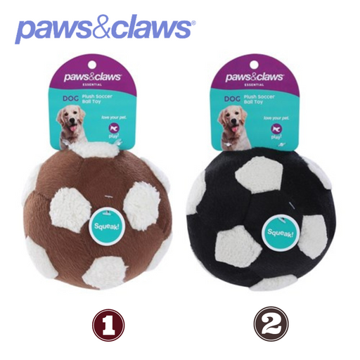 Plush Soccer Ball W/ Squeaker Pet Toy 2 Asstd 13cm
