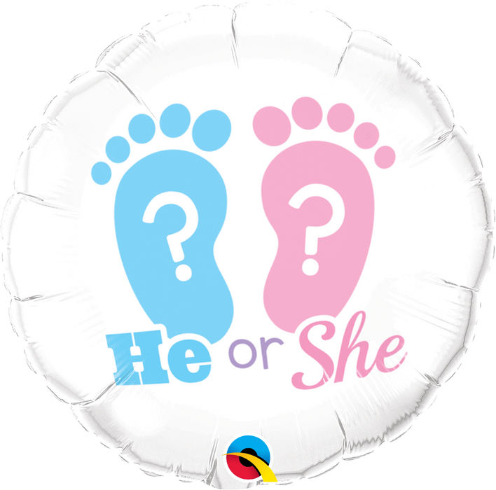 He Or She Footprints Foil Balloon 45cm