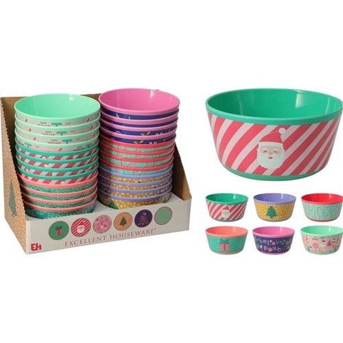 750ml 14cm Christmas melamine bowl assorted designs