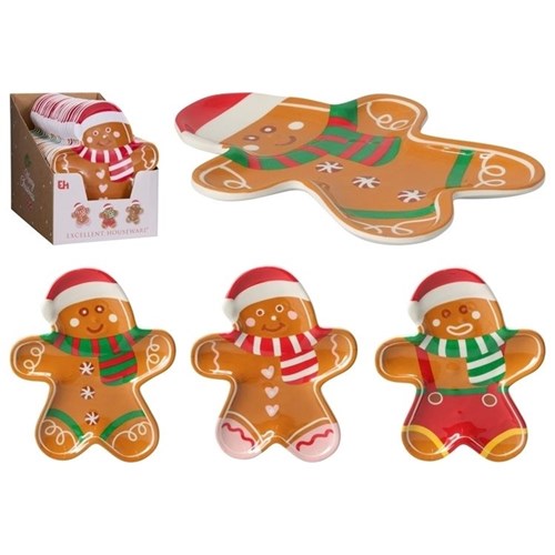 20cm gingerbread melamine Christmas plate assorted