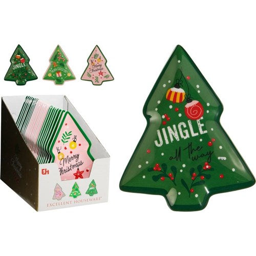 19.5cm melamine Christmas tree plate assorted