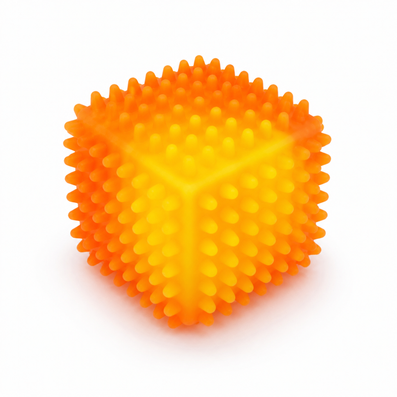 Square Spikey Squishy Ball Orange