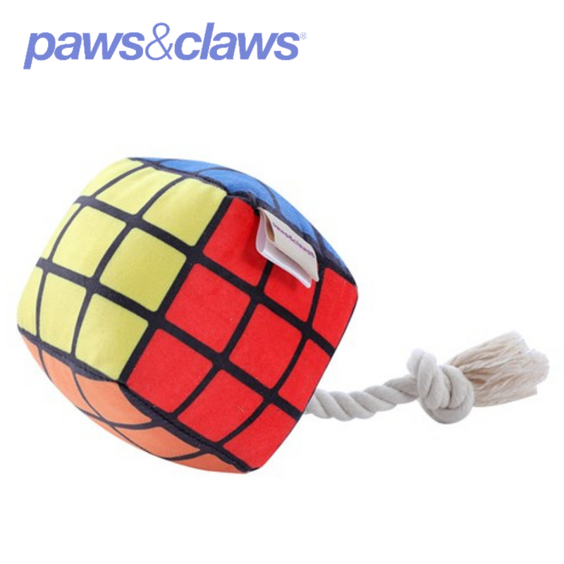Magic Cube Plush Pet Toy W/ Rope Sml 11cm