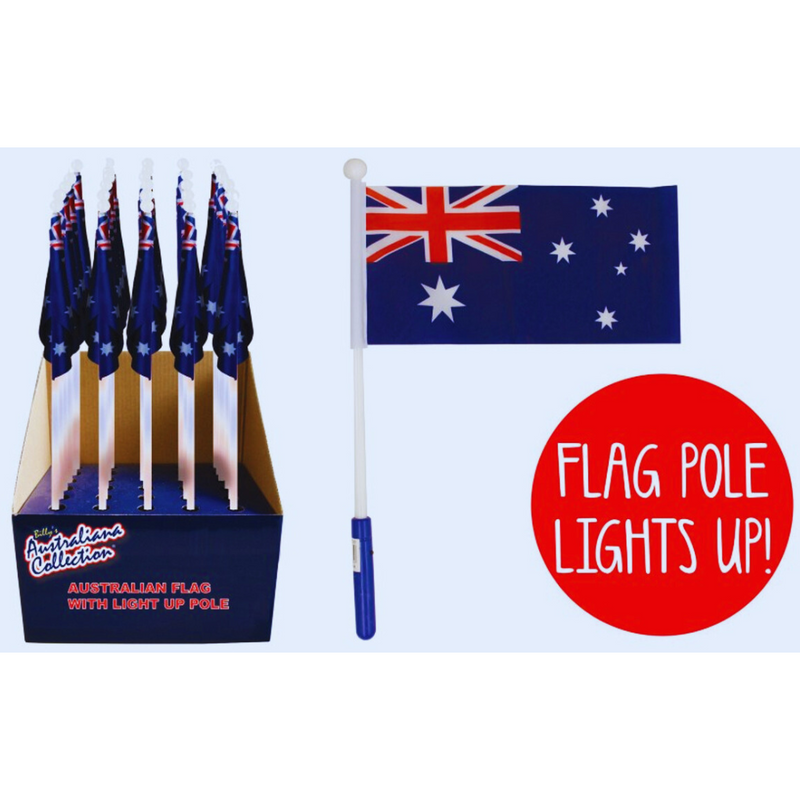 Australian Flag With Light Up Pole 30cm x 15cm