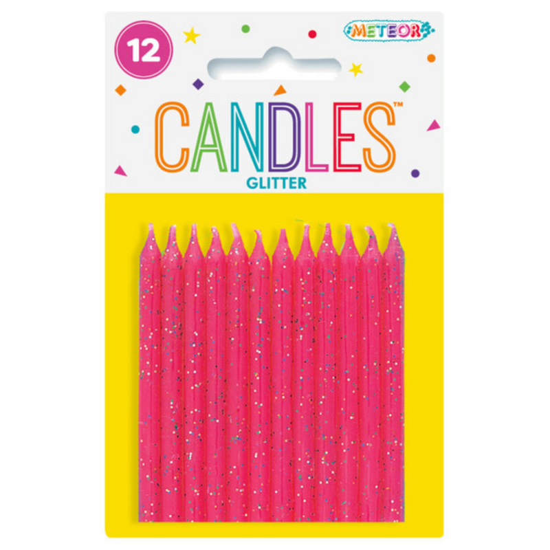 Candles Glitter Pink 12pk