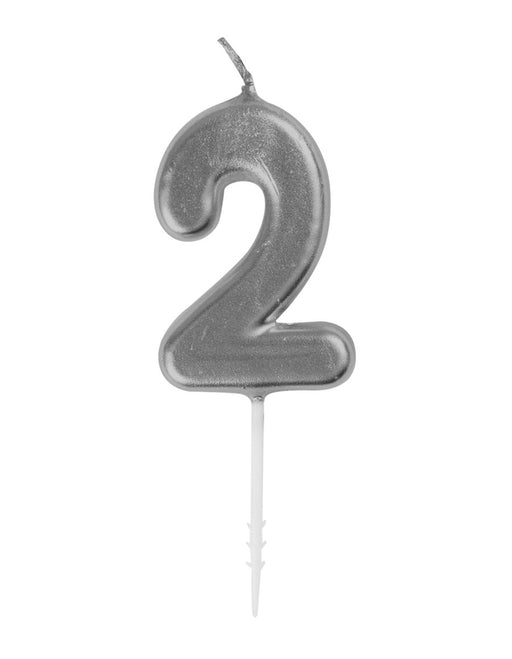 Mini Silver Numeral #2 Pick Candle