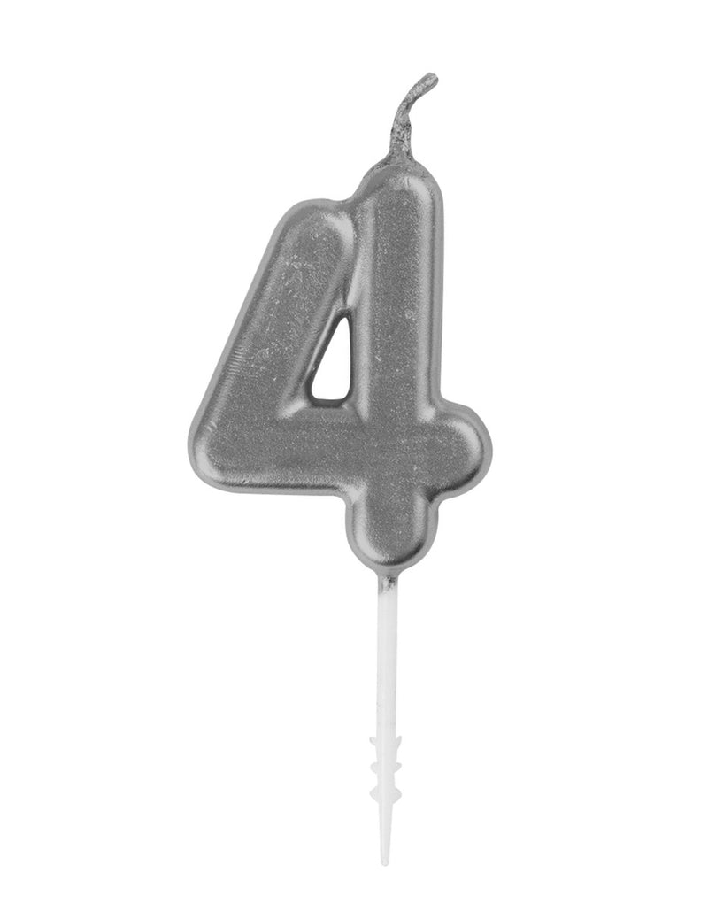 Mini Silver Numeral #4 Pick Candle