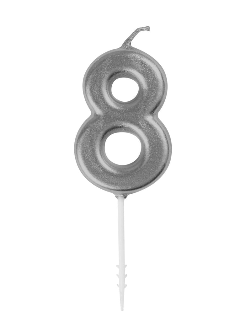 Mini Silver Numeral #8 Pick Candle