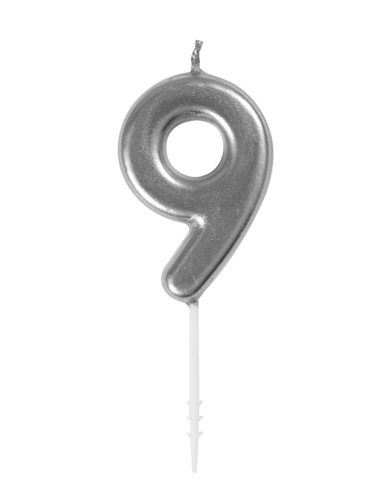 Mini Silver Numeral #9 Pick Candle
