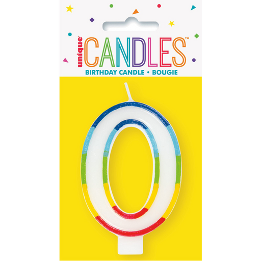 Rainbow Border Numeral Candle 0