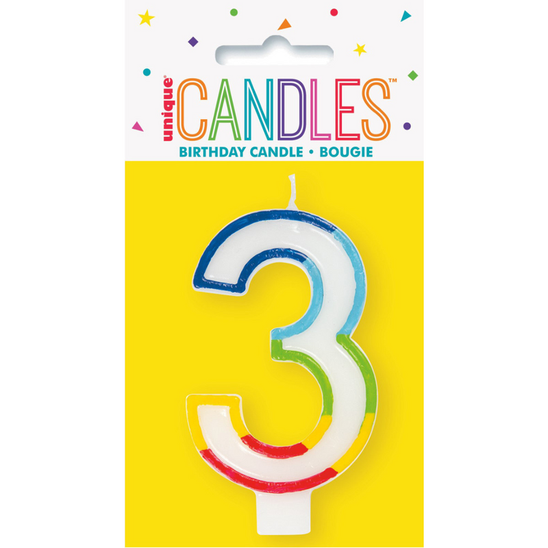 Rainbow Border Numeral Candle 3