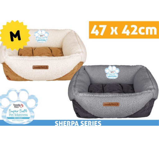 1Pce Plush Sherpa Pet Bed 47x42x17cm MED