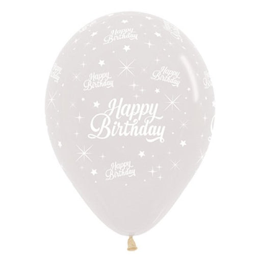Sempertex Happy Birthday Twinkling Stars Crystal Clear Latex Balloons 30cm 6pk