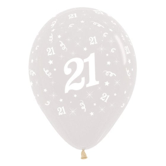 Sempertex Age 21 Crystal Clear Latex Balloons 30cm 6pk