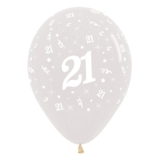Sempertex Age 21 Crystal Clear Latex Balloons 30cm 6pk