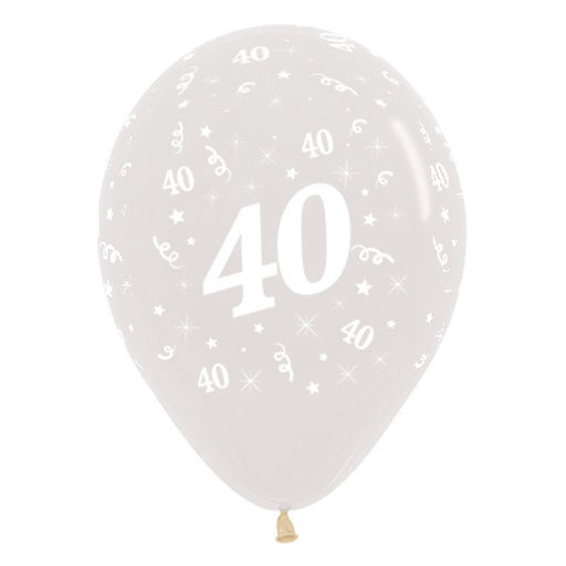 Sempertex Age 40 Crystal Clear Latex Balloons 30cm 6pk