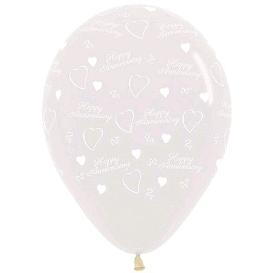 Sempertex Anniversary Crystal Clear Latex Balloons 30cm 6pk