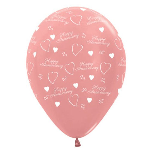 Sempertexx Anniversary Metallic Rose Gold Latex Balloons 30cm 6pk