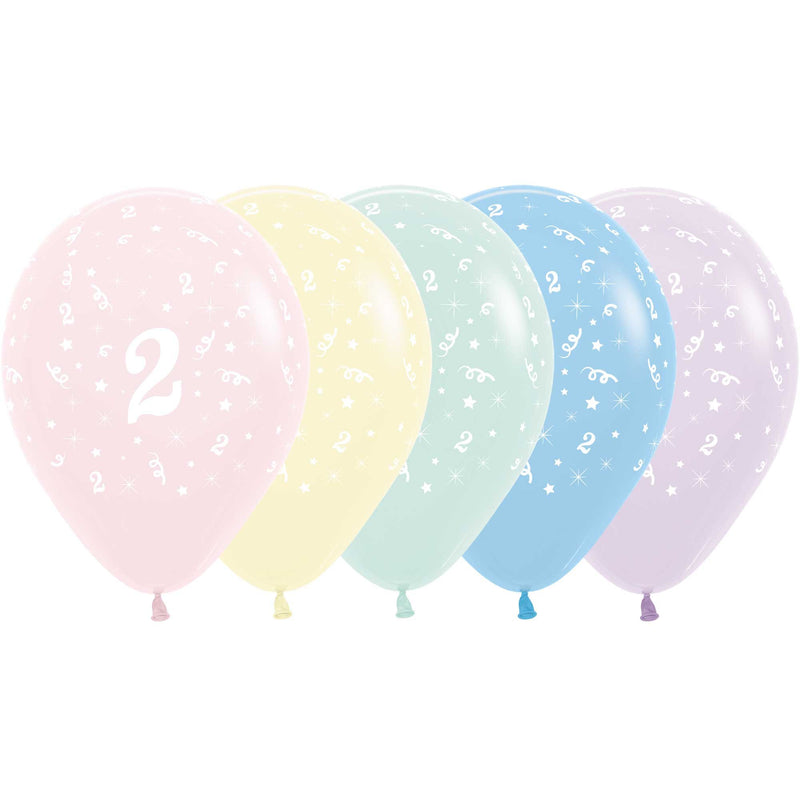 Age 2 pastel matte Sempertex balloons