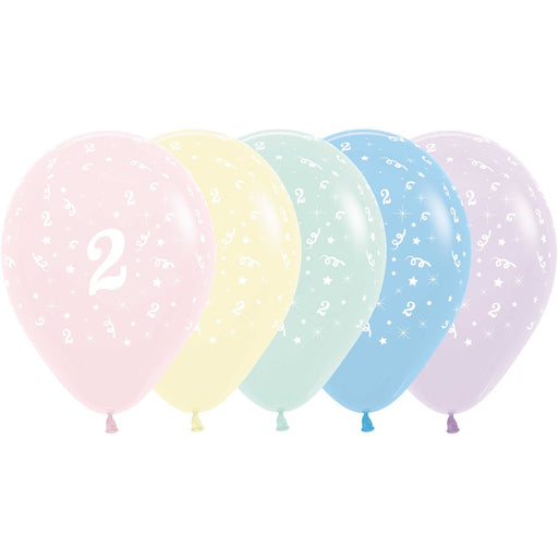 Age 2 pastel matte Sempertex balloons