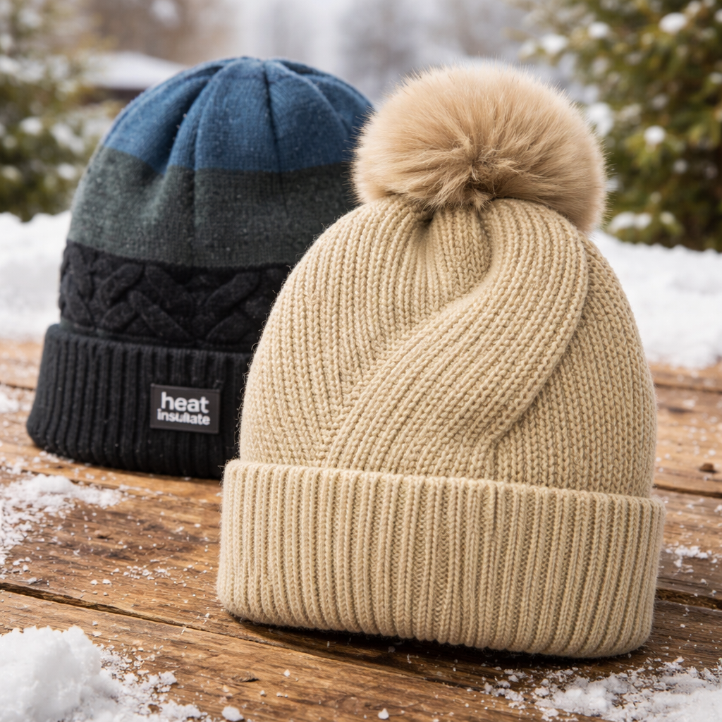 Winter beanies collection featuring cosy cold-weather accessories