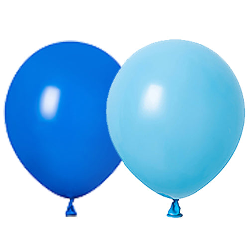 Assorted blue latex balloons 12cm pack of 50