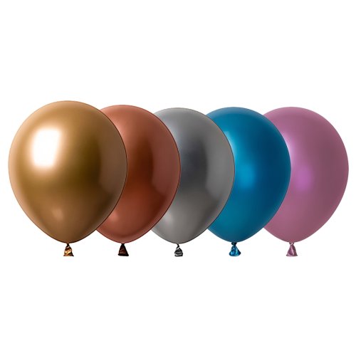 Assorted chrome latex balloons 12cm pack of 25