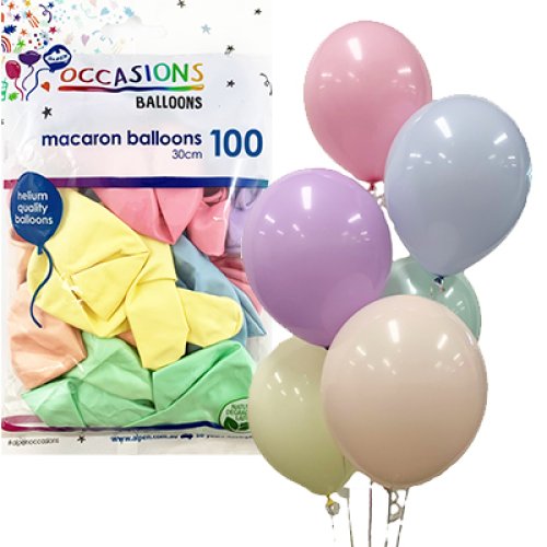 12 inch assorted macaron pastel latex balloons 100 pack