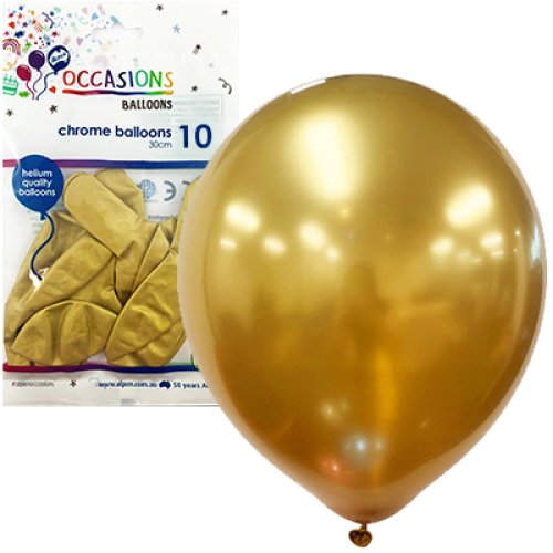 12 inch chrome gold latex balloons 10 pack